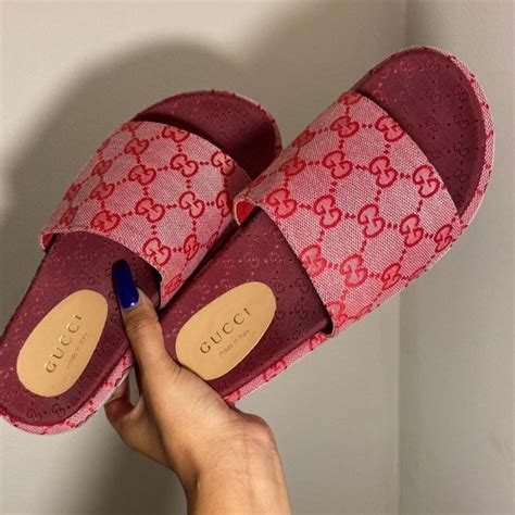 pink and blue gucci slides|gucci slides pink price.